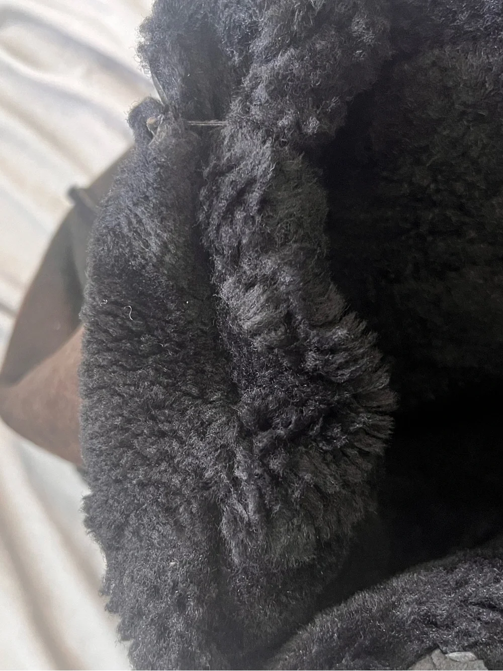 CHANEL Black Mouton Suede Shearling Bag Vintage 90s